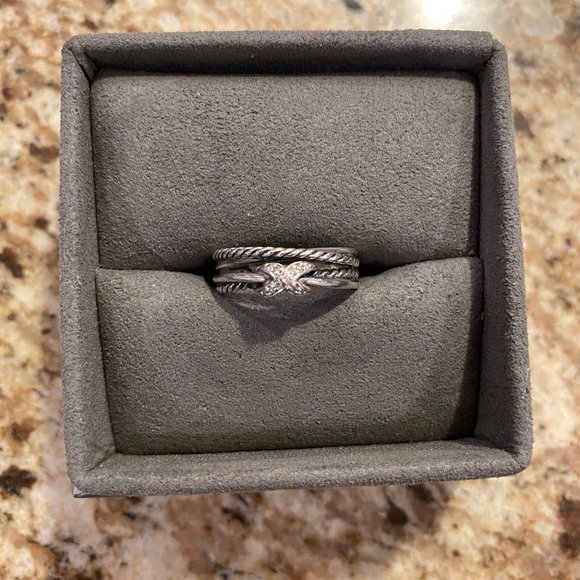 David Yurman X Crossover Ring With Diamonds - Picture 7 of 9